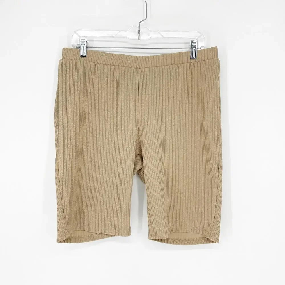 Fashion Nova Ribbed Brown Bike Short Size 1X